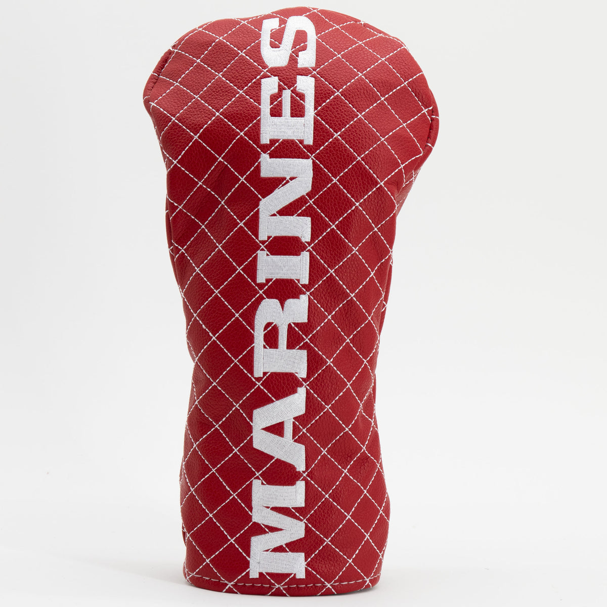Red quilted U.S. Marines driver headcover with white MARINES lettering