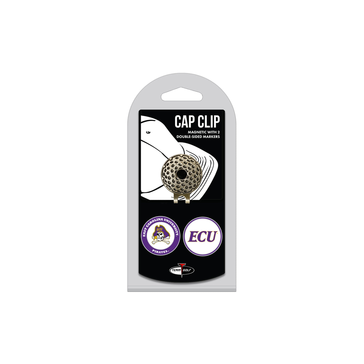EAST CAROLINA hat clip with two golf ball markers