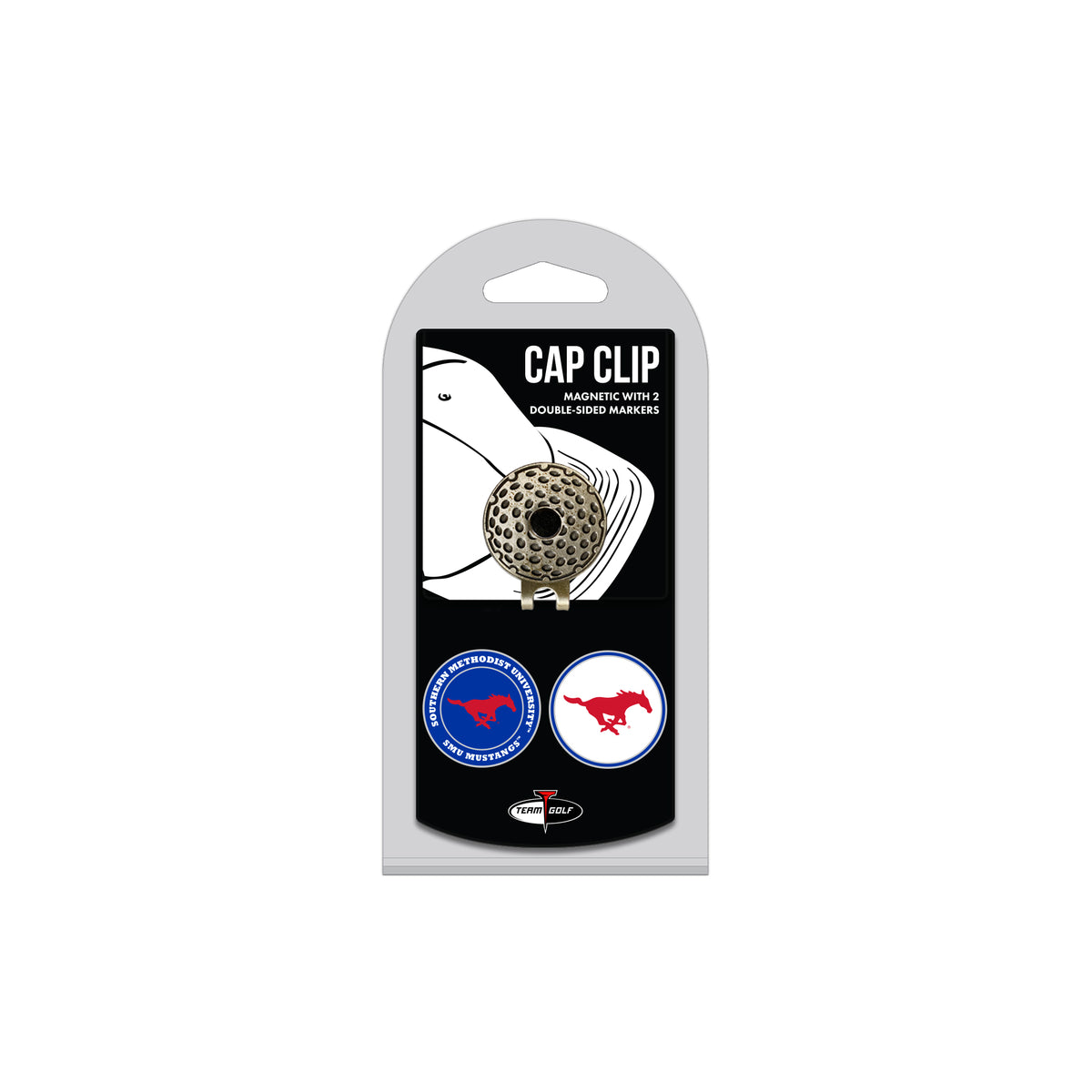 SOUTHERN METHODIST hat clip with two golf ball markers