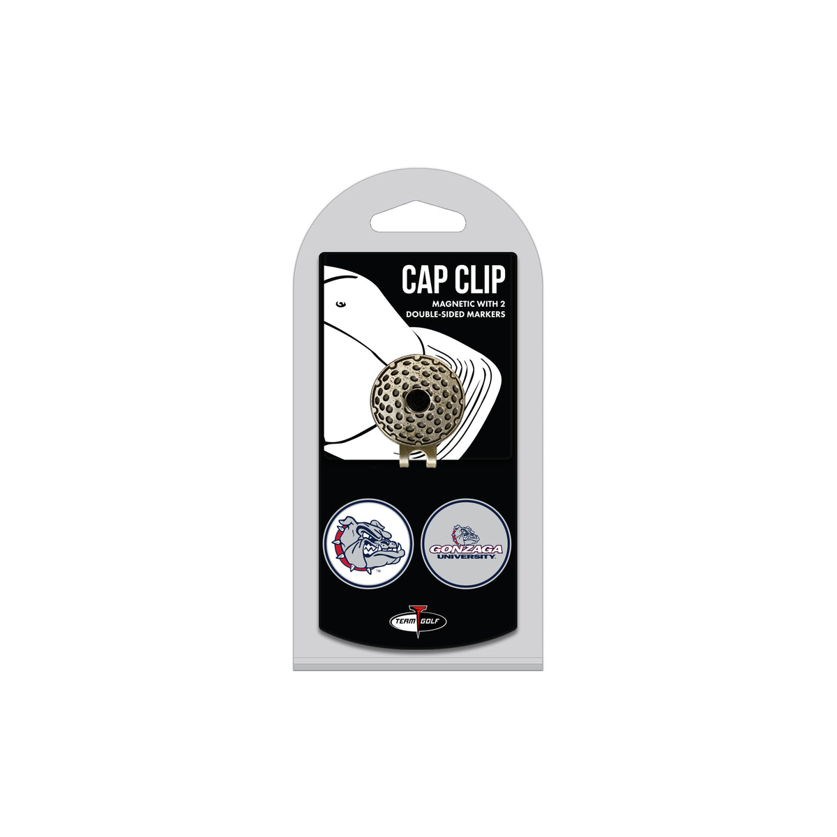 GONZAGA hat clip with two golf ball markers