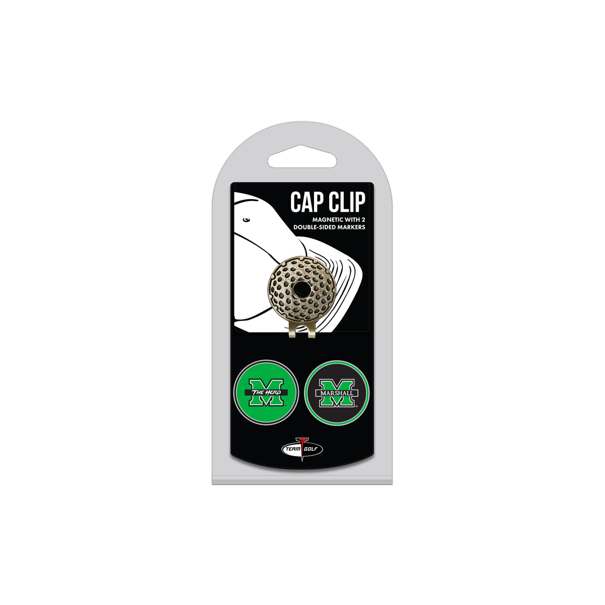 MARSHALL hat clip with two golf ball markers