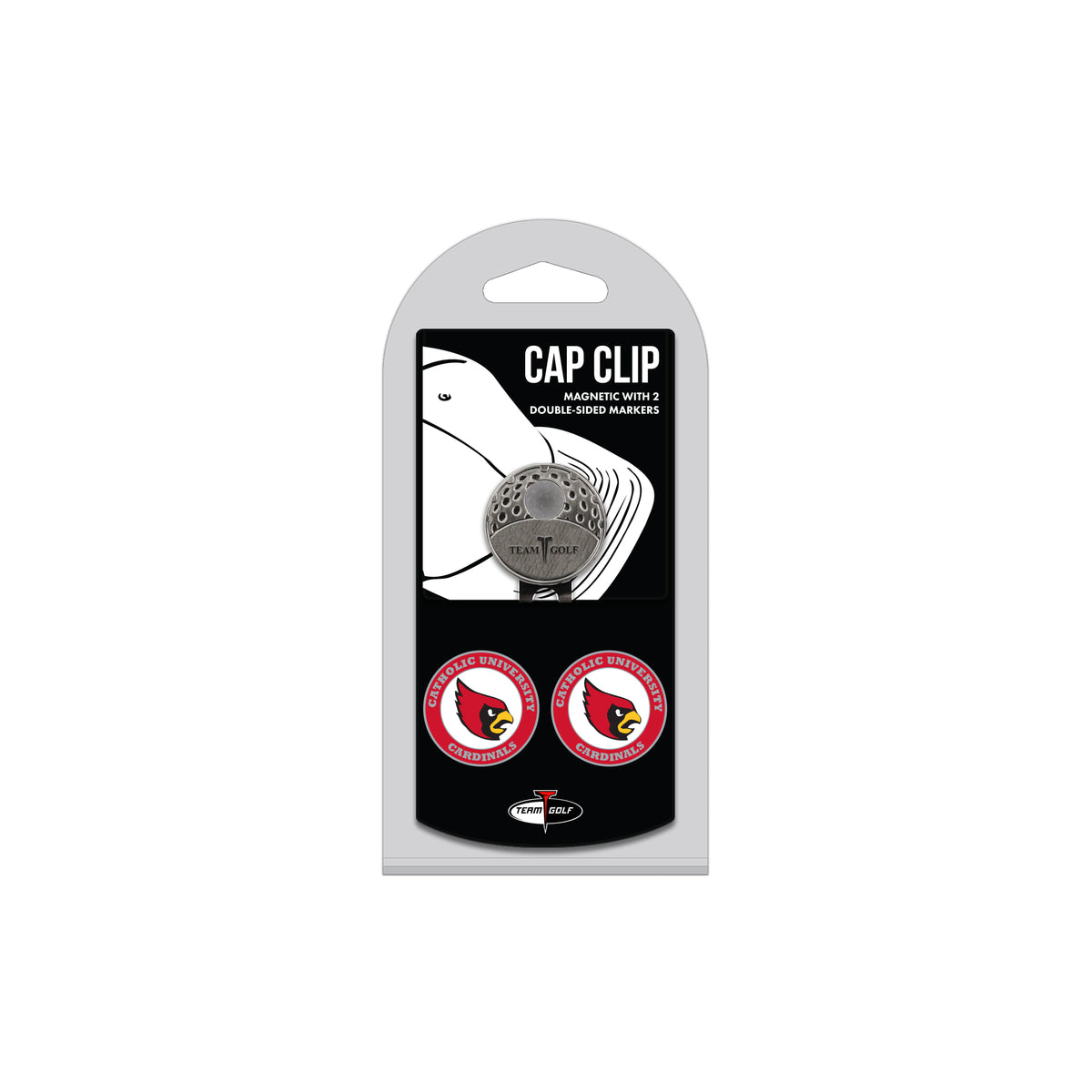 CATHOLIC hat clip with two golf ball markers