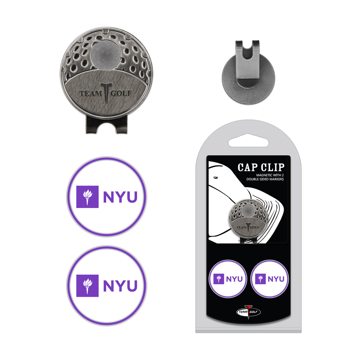 NEW YORK hat clip with two golf ball markers