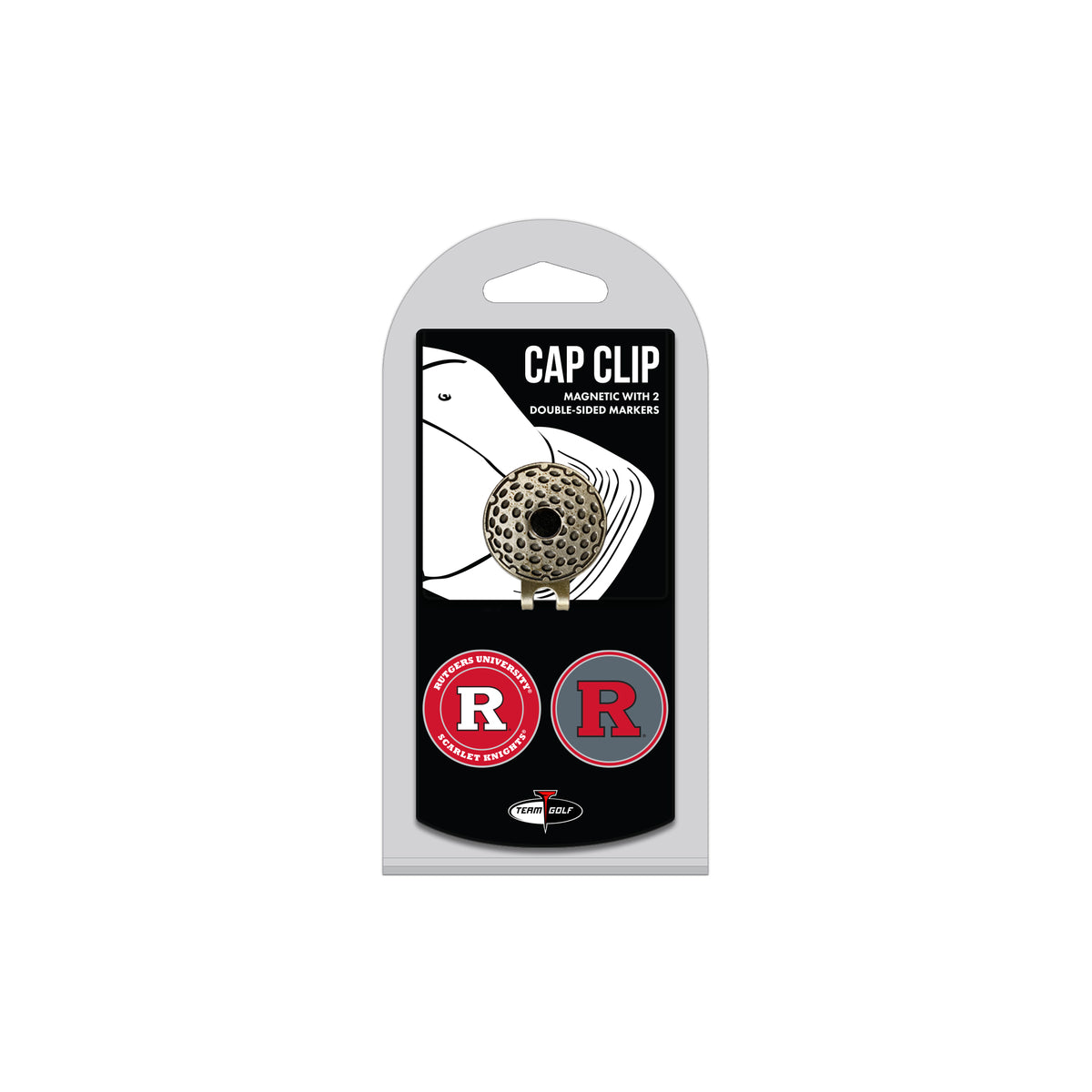 RUTGERS hat clip with two golf ball markers