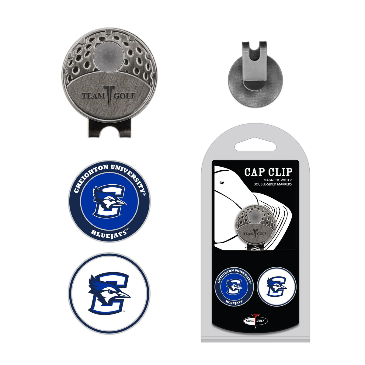 CREIGHTON hat clip with two golf ball markers
