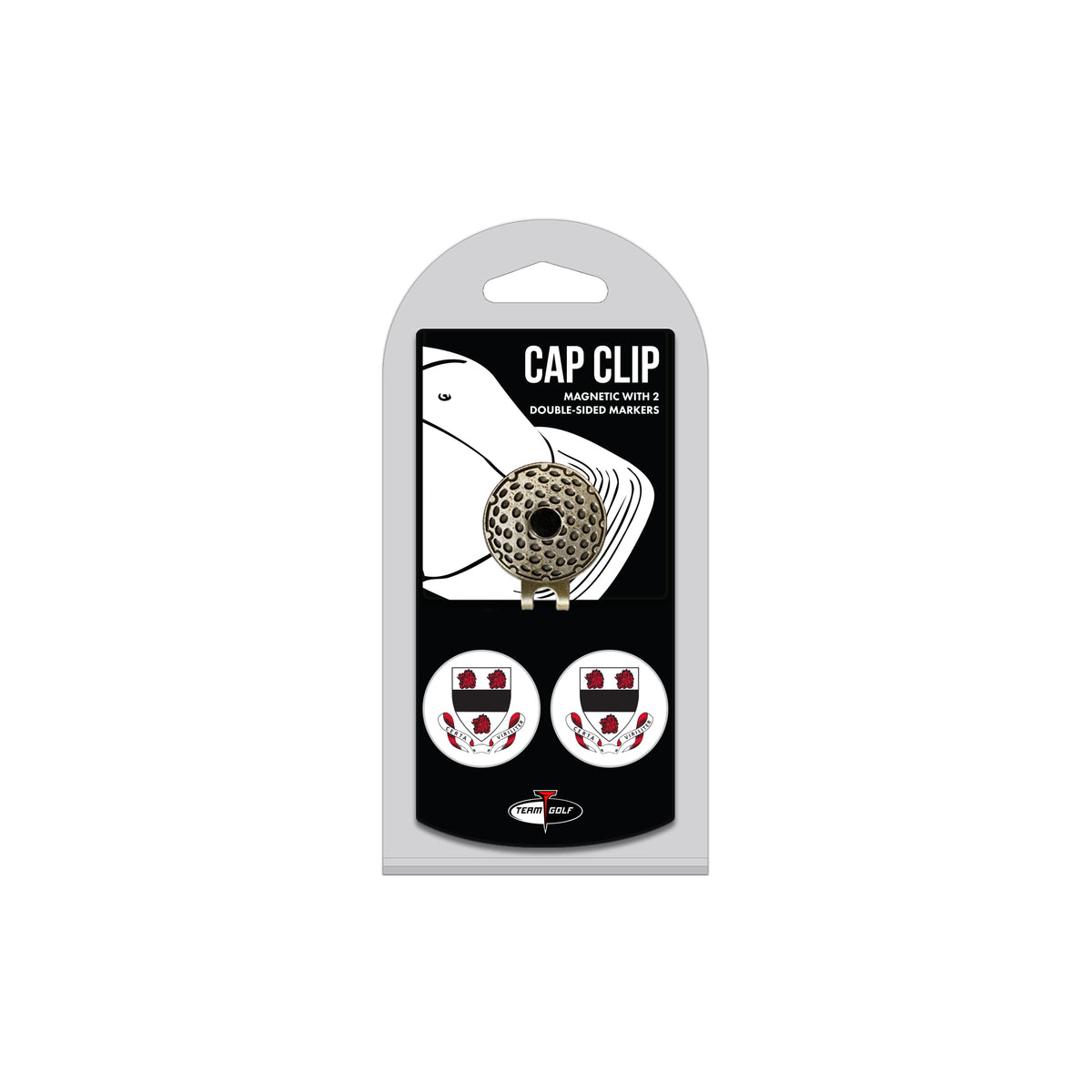 POMFRET hat clip with two golf ball markers