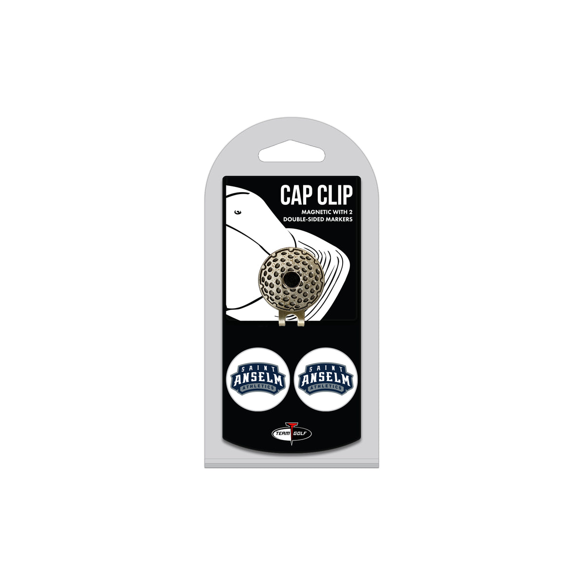 ST ANSELM COL hat clip with two golf ball markers