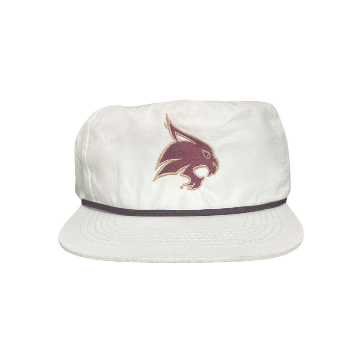 Texas State Bobcats Logo Embroidered Hat / TXST051 / MM - White with Maroon Rope / M/G - Club Rehab