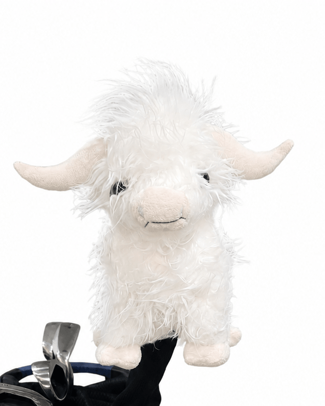 The Highland Cow Hooligan Head Cover - White - Club Rehab