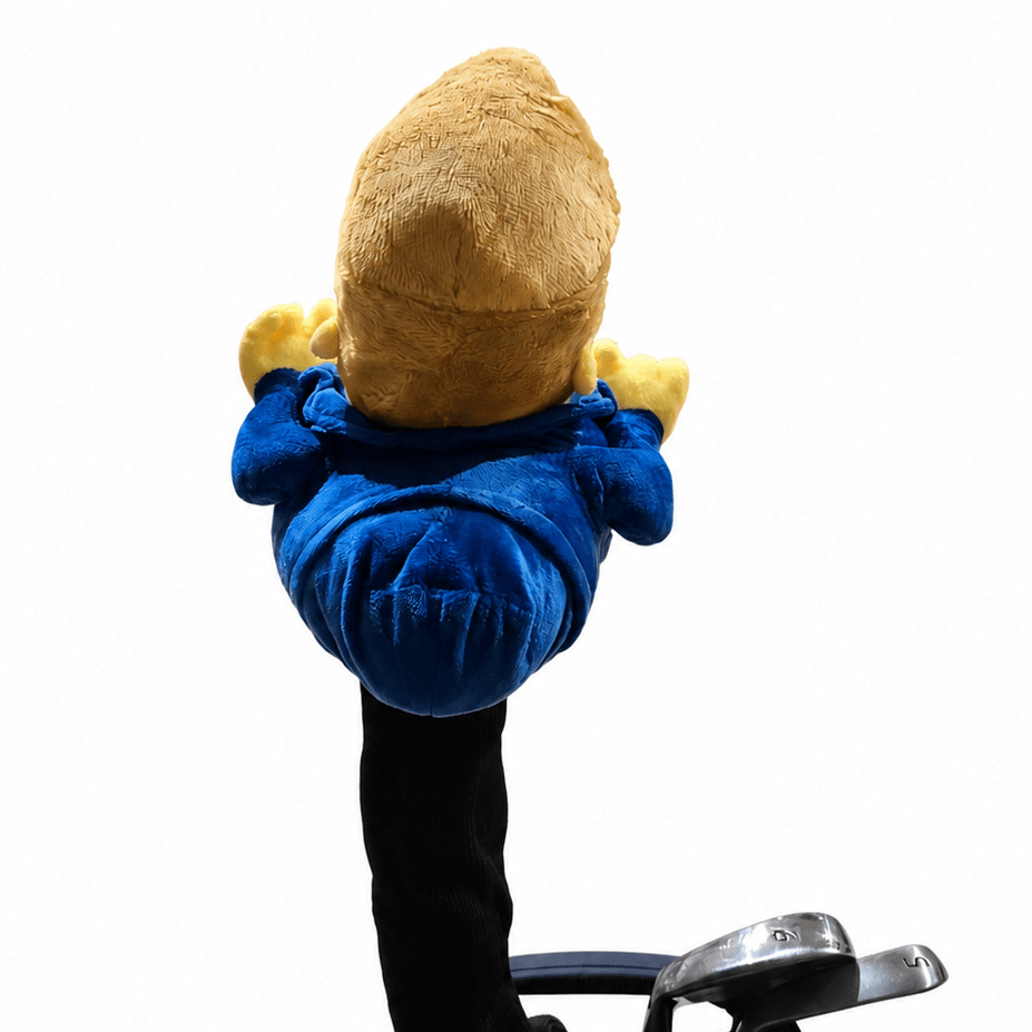 Golf club head cover with a bear design on a white background