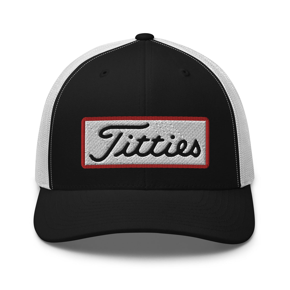 Titties Patch Trucker Hat - Black/ White - Club Rehab