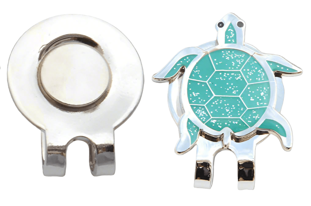 Turtle-shaped magnetic clip with a white background