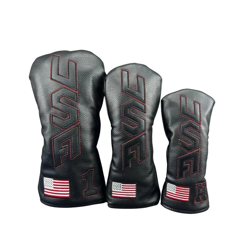 USA Heritage Headcovers - Black/Red Full 3 PCs set (D,F,H) - Club Rehab