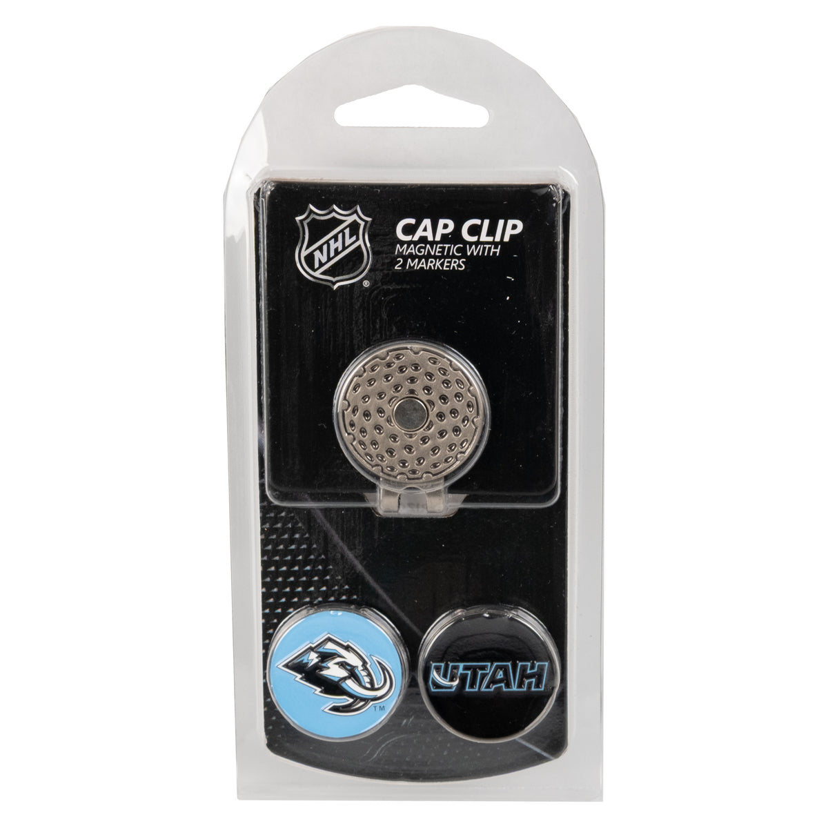 Utah Mammoth hat clip with two golf ball markers