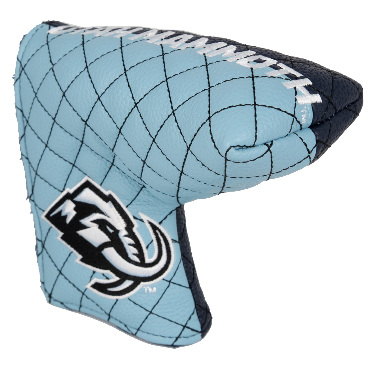 Utah Mammoth Split Blade Putter quilted headcover, opening detail
