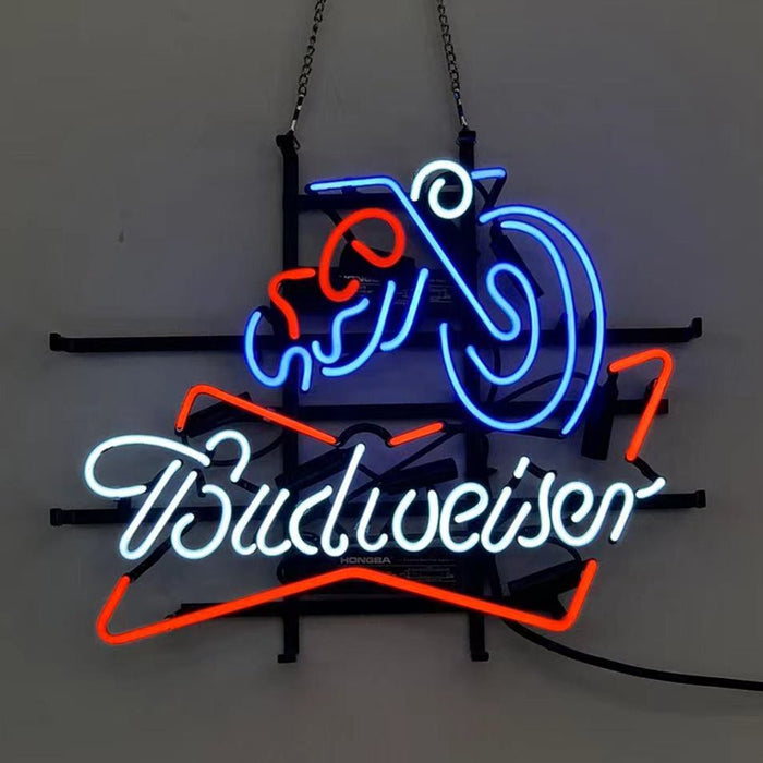 Vintage Style Harley Motorcycle Budweiser Neon Signs Light - Club Rehab