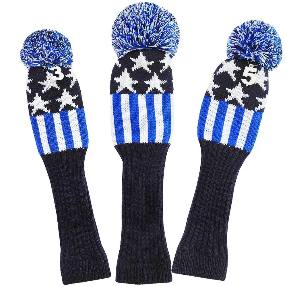 Vintage Vibe Golf Club Headcovers Set – 3pcs Knitted Pom Pom Sock Covers for Drivers and Fairway Woods - Club Rehab - HeadcoverBaby Blue Argyle SwaggerVintage Vibe Golf Club Headcovers Set – 3pcs Knitted Pom Pom Sock Covers for Drivers and Fairway Woods