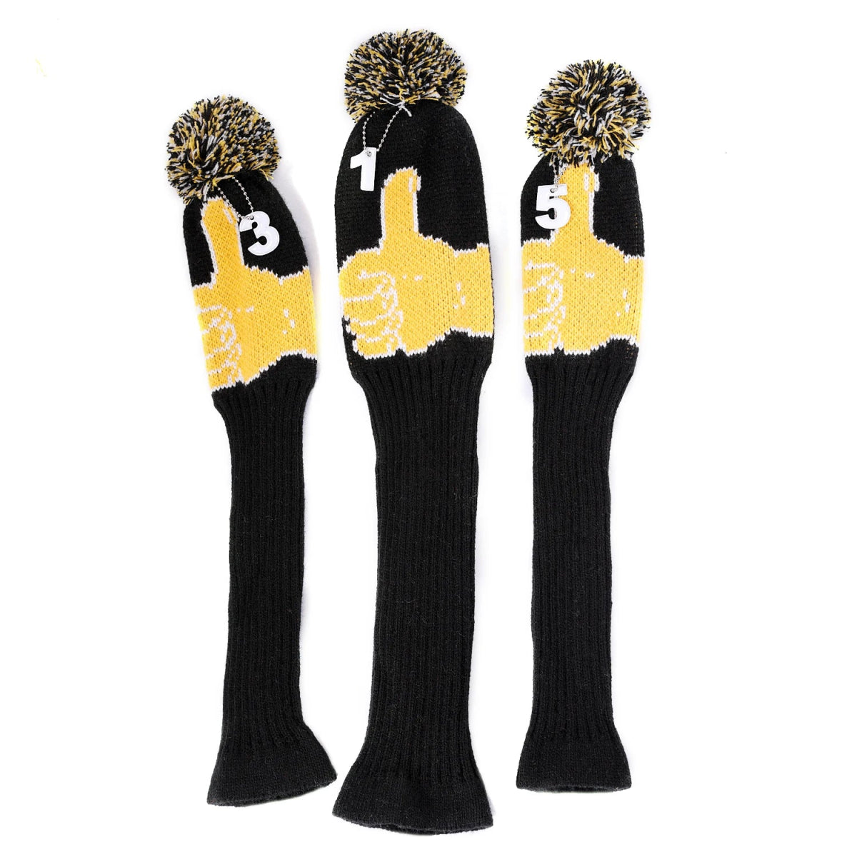 Vintage Vibe Golf Club Headcovers Set – 3pcs Knitted Pom Pom Sock Covers for Drivers and Fairway Woods - Club Rehab - HeadcoverBumblebee Buzz45134536966336