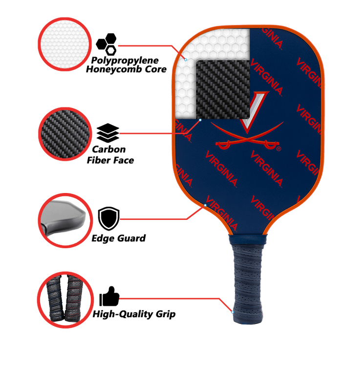 Virginia Cavaliers Pickleball Paddle | Carbon Fiber Face | 12mm Core - Club Rehab