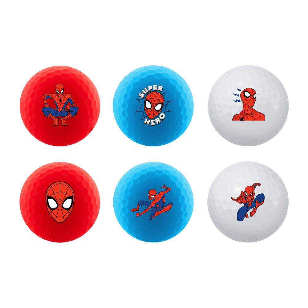 Volvik Marvel Spider-Man six-ball set in red, blue, and white