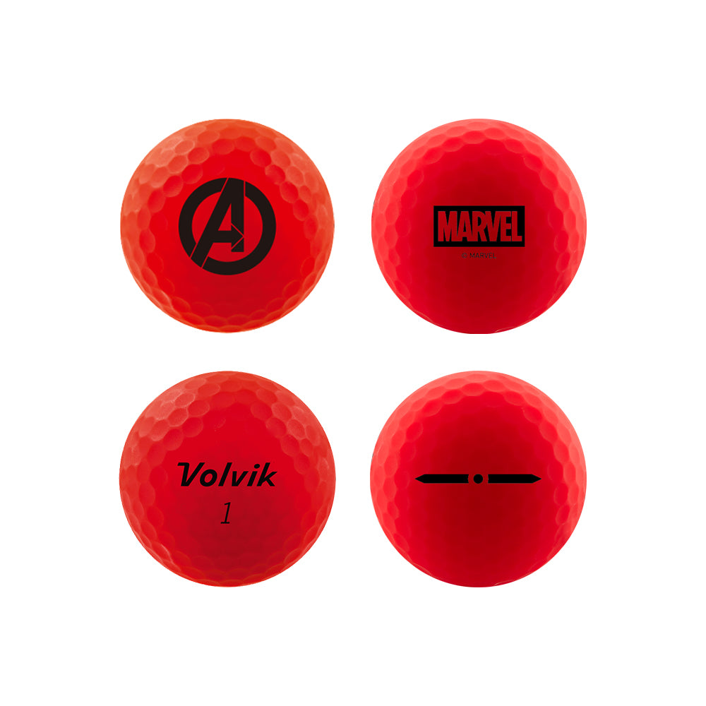 Volvik Marvel Avengers Vimat golf balls showing side markings
