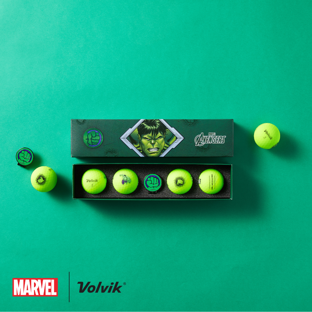 Volvik Hulk Vivid Soft four-ball gift set with marker and hat clip