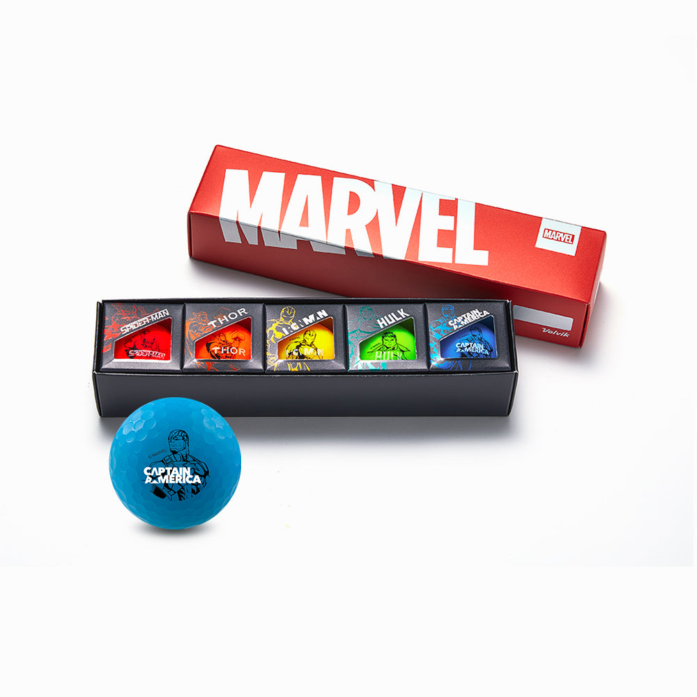 Volvik Vivid Soft Marvel Heroes Golf Ball Gift Set – 5 Ball Collection packaging