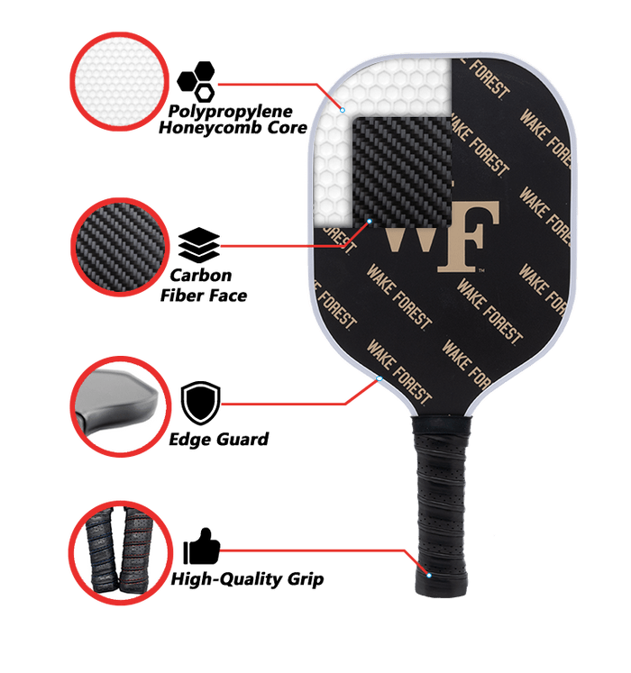 Wake Forest Demon Deacons Pickleball Paddle | Carbon Fiber Face | 12mm Core - Club Rehab