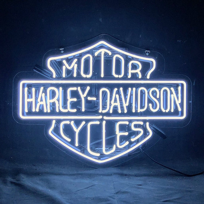 White Harley Davidson Motorcycle Neon Signs Light - Club Rehab