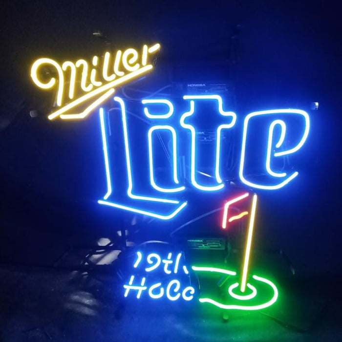 Yellow Miller Lite 19th Hole Neon Signs - Club Rehab