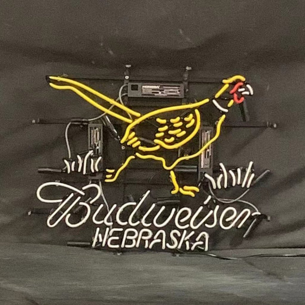 Yellow Pheasant Hunter Budweiser Nebraska Neon Sign Light - yellow - Club Rehab