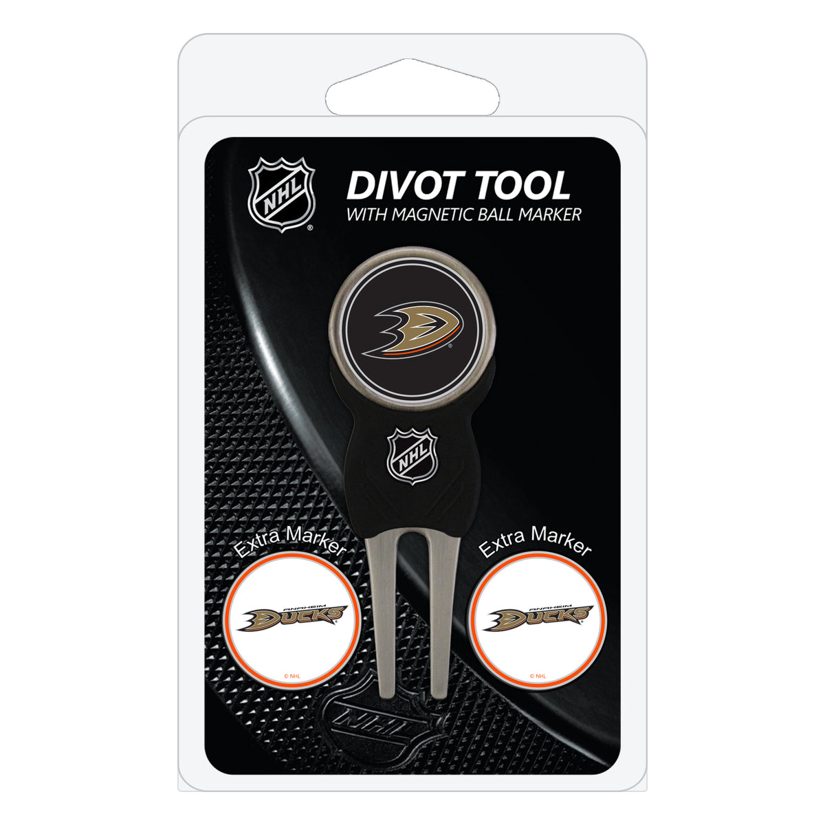 Anaheim Ducks divot repair tool and three ball markers