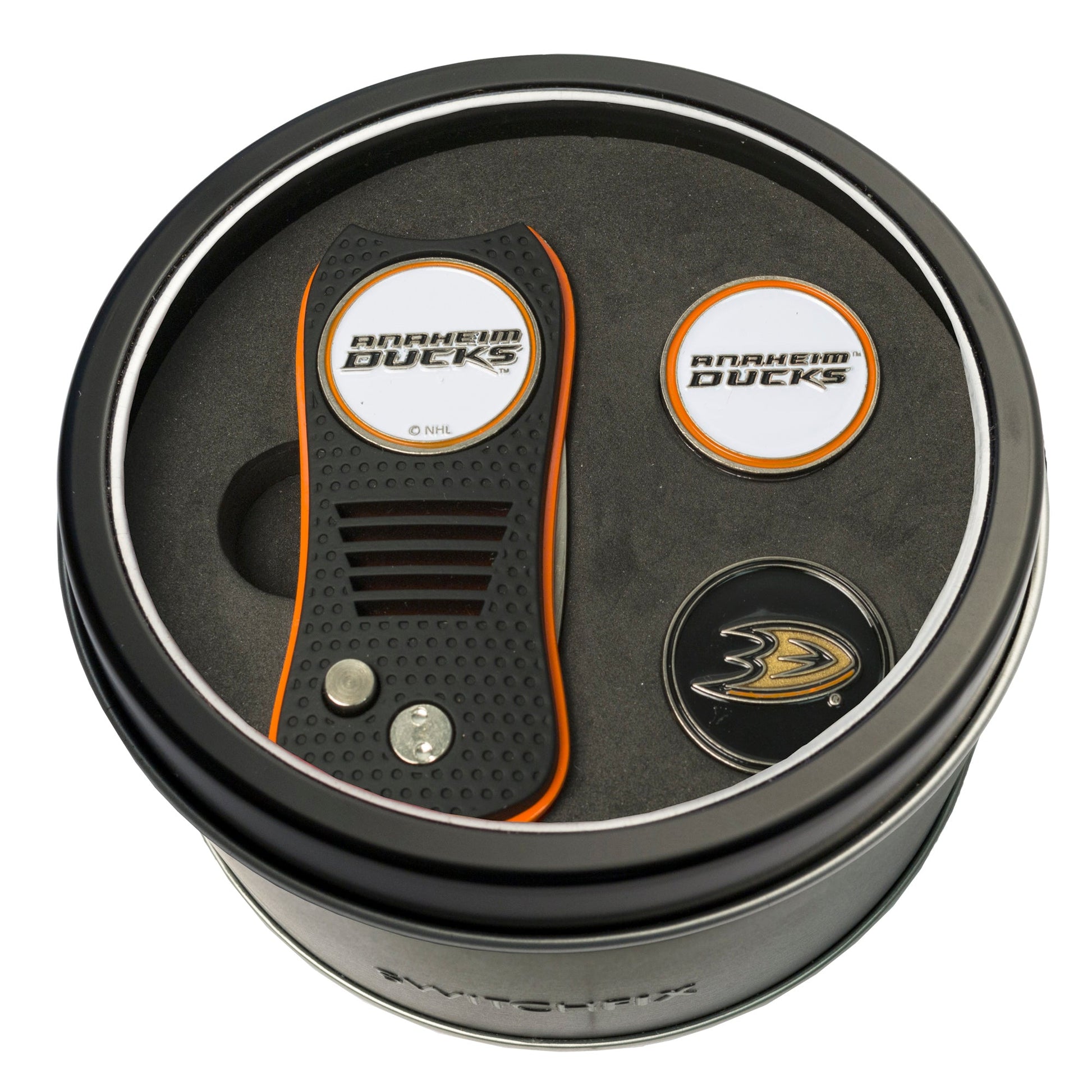 Anaheim Ducks Switchblade divot tool and ball marker tin gift set