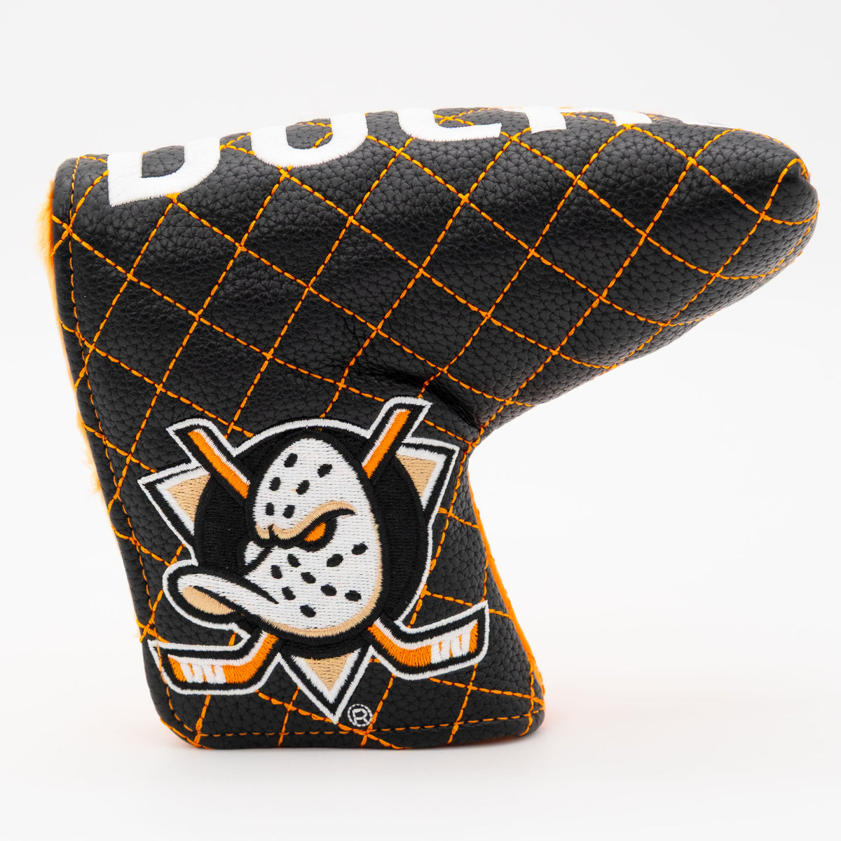Anaheim Ducks Split Blade Putter quilted headcover, front view