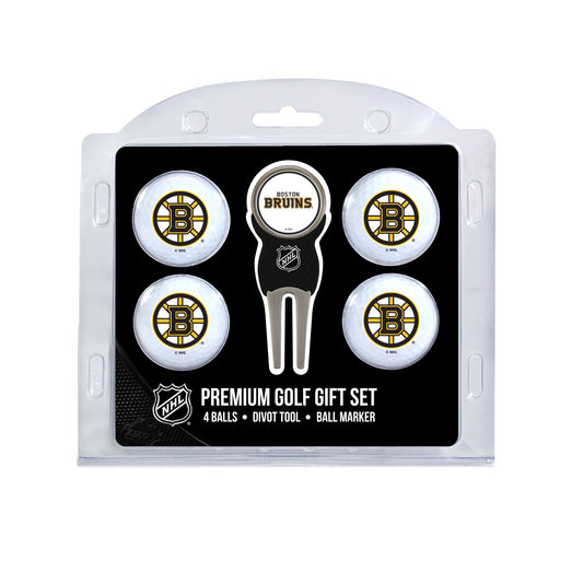 Boston Bruins four ball golf gift set with divot tool and ball marker