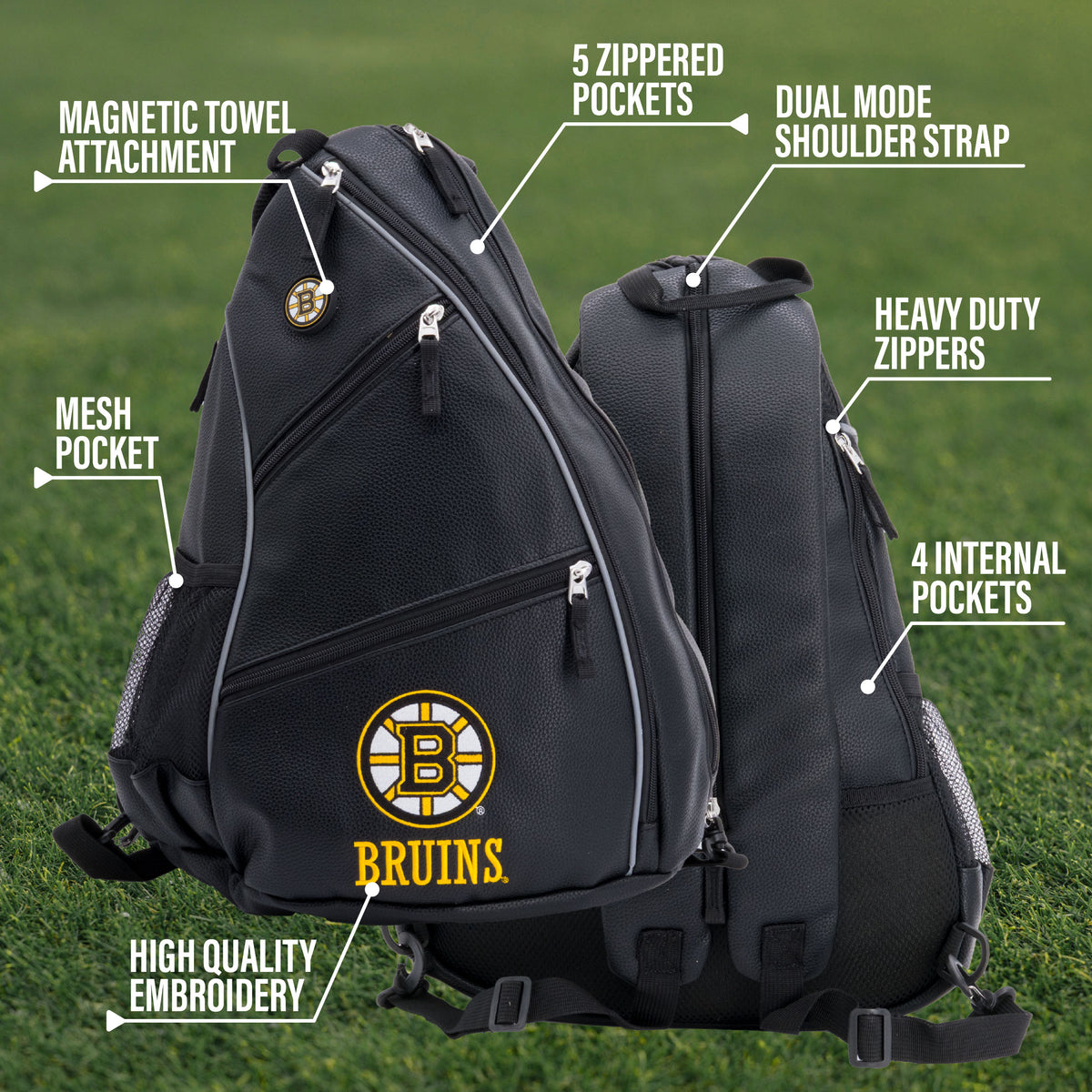 Boston Bruins PU leather backpack by Team Golf, view 9