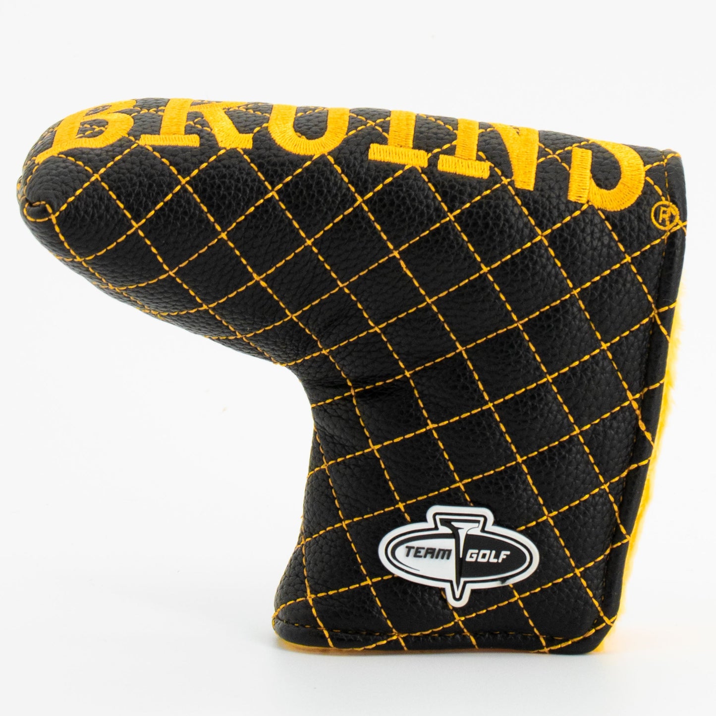 Boston Bruins solid blade putter quilted golf headcover alternate view