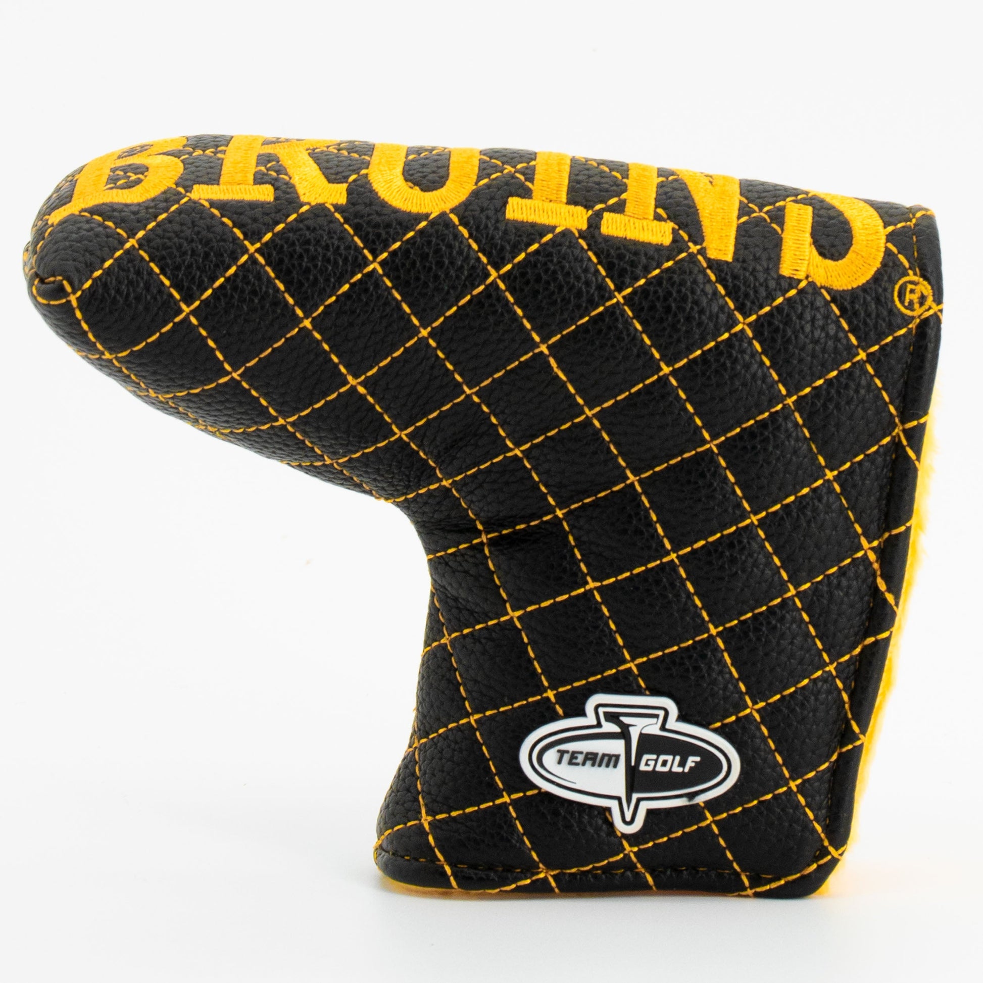 Boston Bruins solid blade putter quilted golf headcover alternate view