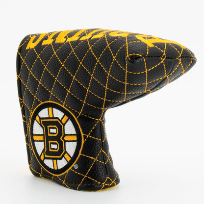 Boston Bruins solid blade putter quilted golf headcover alternate view