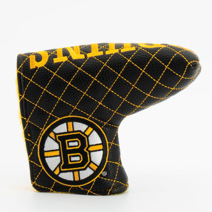 Boston Bruins solid blade putter quilted golf headcover