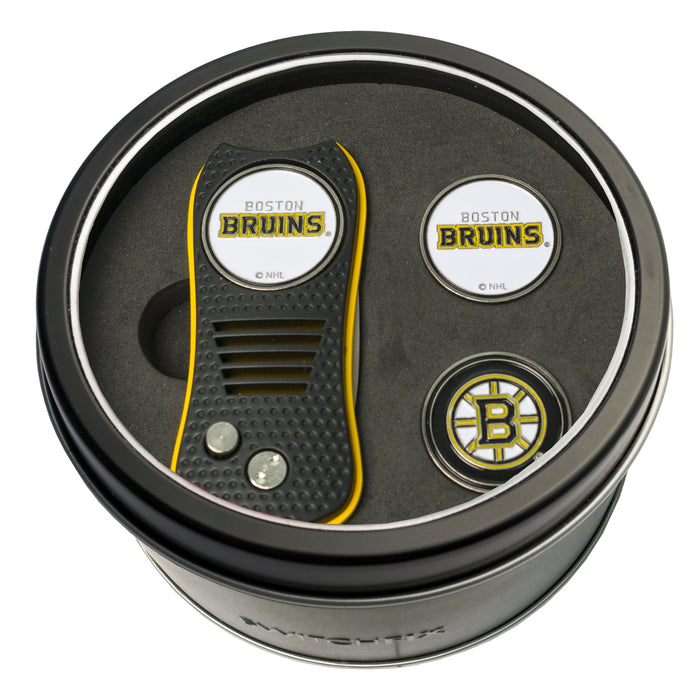 Boston Bruins Switchblade divot tool and ball marker tin gift set
