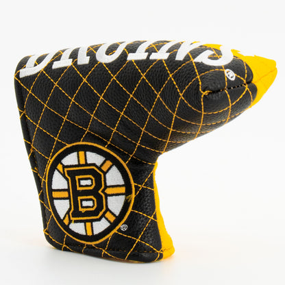 Boston Bruins split blade putter quilted golf headcover alternate view