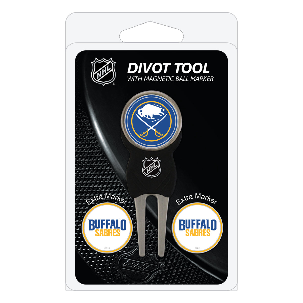 Buffalo Sabres divot repair tool and three ball markers