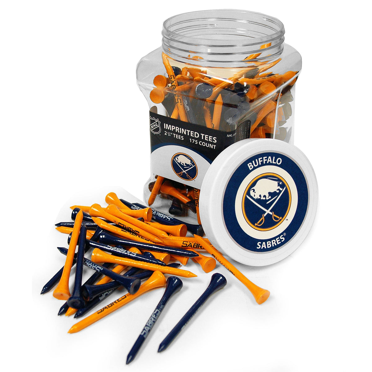 Buffalo Sabres 175-count golf tee jar with team-imprinted tees