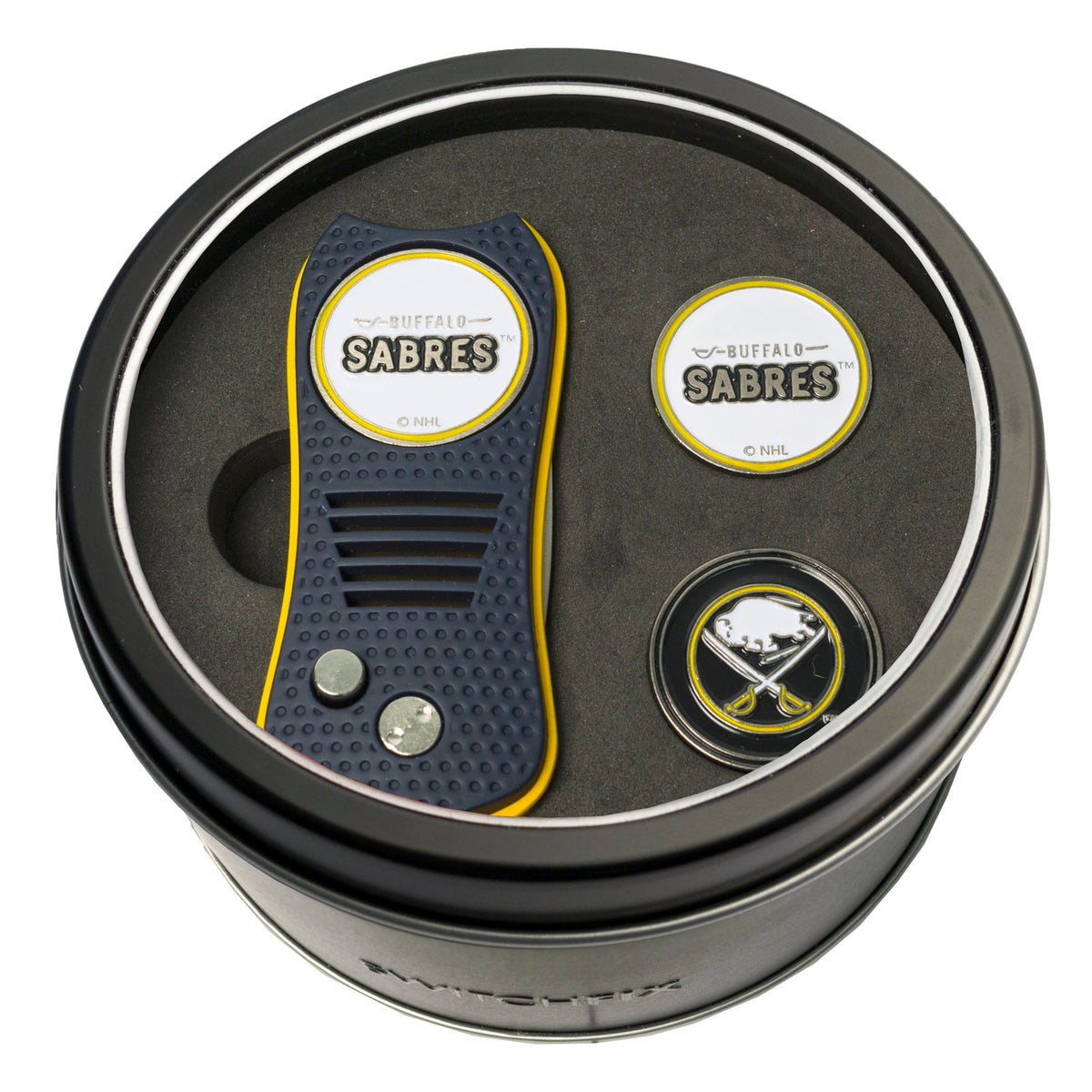 Buffalo Sabres Switchblade divot tool and ball marker tin gift set