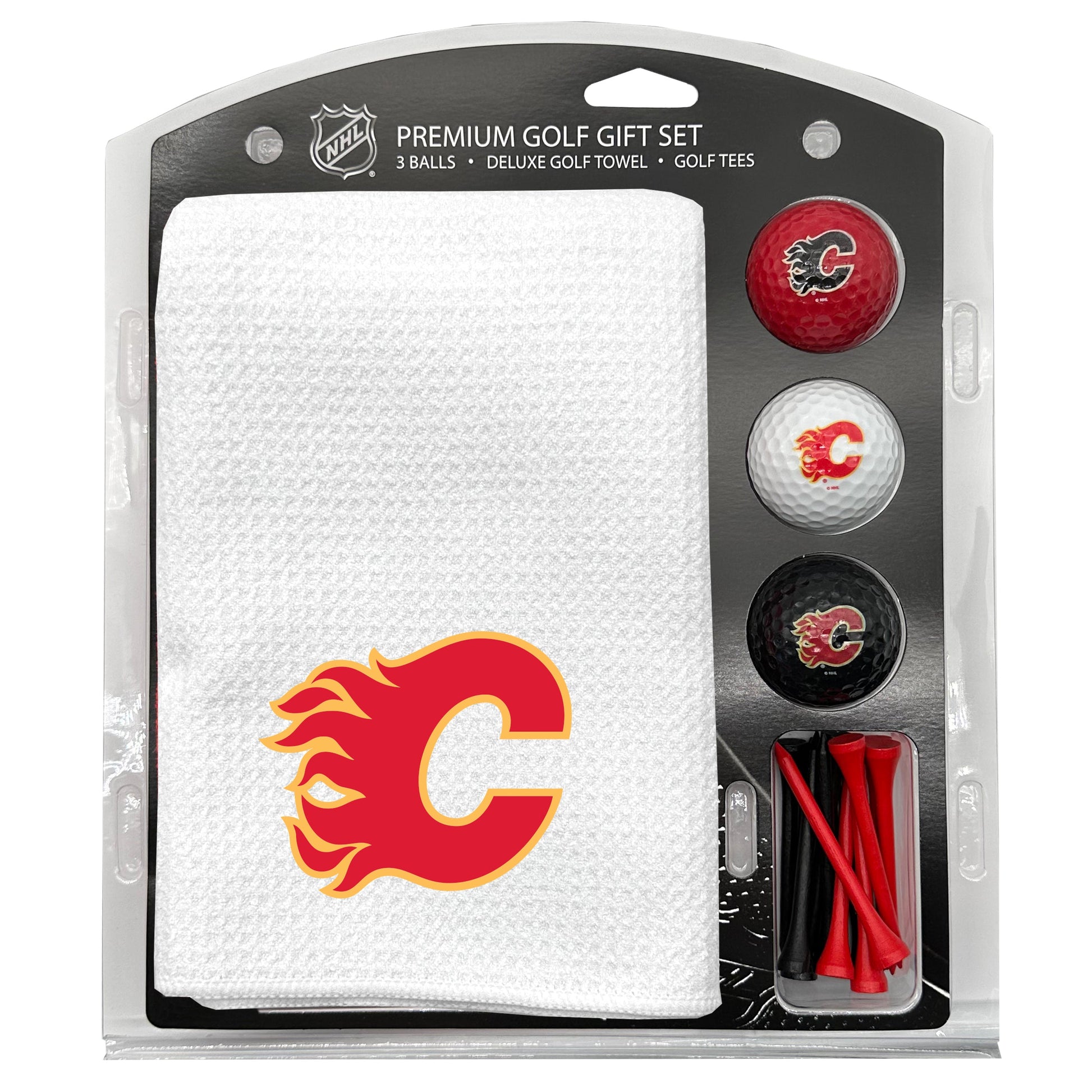 Calgary Flames White Microfiber Towel Golf Gift Set - Club Rehab