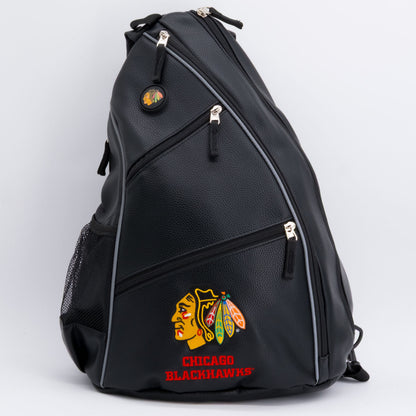 Chicago Blackhawks PU leather backpack by Team Golf, view 1