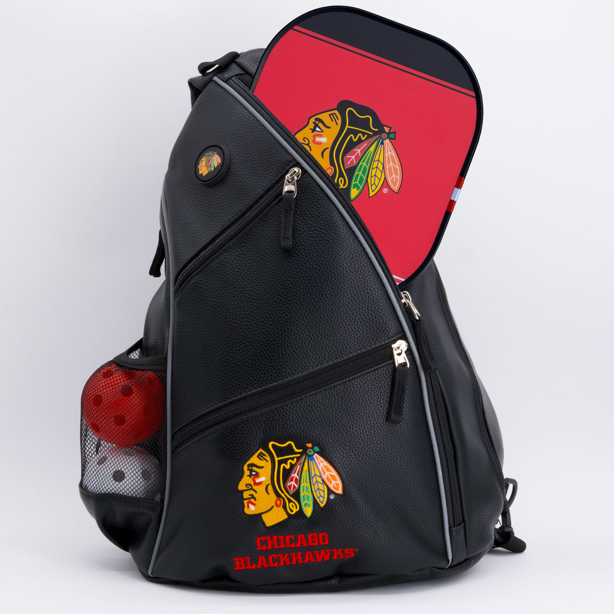 Chicago Blackhawks PU leather backpack by Team Golf, view 4
