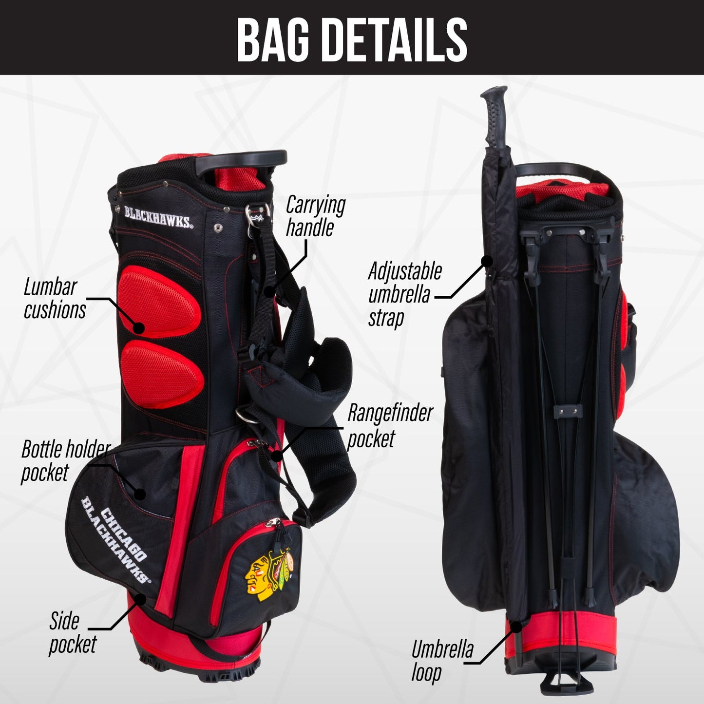 Chicago Blackhawks Fairway Stand Bag - Image 2 - Club Rehab