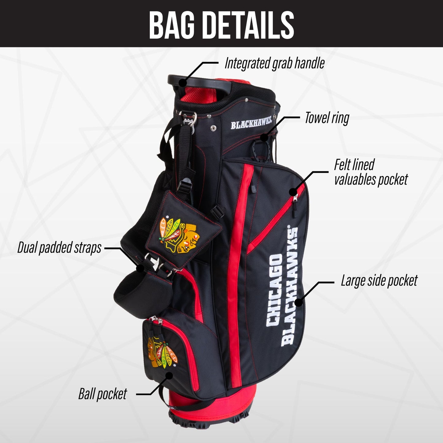 Chicago Blackhawks Fairway Stand Bag - Image 3 - Club Rehab